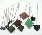 Lot Of 14 Vintage Antique Victorian Stick Hat Hair Pins Black Homemade Felt