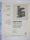 Sears Craftsman Scroller Saw Owners Manual Model 315 10721 Guide Instructions 3b