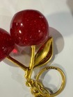 Coach Red Cherry Apple Bag Charm Keychain Resin Metal Brass Purse Decoration