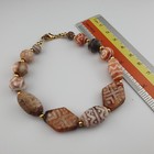 Ancient Etched Carnelian Antique Agate Beaded Bracelet