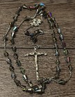 Vtg Sterling Silver Rosary Chapel Antaya Ab Crystal Beads Roses Crucifix  Ornate