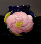 Vtg Set Moorcroft Cobalt Blue Magnolia Mini Vase 4     Magnolia Bowl 4 5  Dia