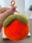 Cute Real  Fur Persimmon Fur Ball Pompom Keychain Purse Bag Pendant Gift