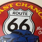 Vintage Us Route 66 Sign - Porcelain America Gas Station Last Chance Gas Sign