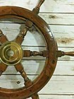 24 brass Wooden Vintage Ship Steering Wheel Pirate D  cor Wood Fishing Wall Boat