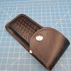 Vtg Maxam Folding Knife Sheath Black Leather Basketweave Belt Holster Usa Made