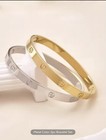 18k Gold Plated Stainless Steel Bangle Bracelet Set Gold Silver 2pcs 