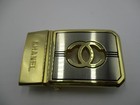 Vtg Chanel Belt Buckle Womens Gold 1 25  Metal Rectangular Cc Logo Clamp Closure