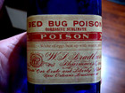 Rare Antique Cobalt Blue Bed Bug Poison  Glass Medicine Bottle With Skull Label
