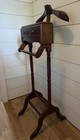 Antique Style Wooden Valet Stand With Drawers  Hanger  Dark Wood Tone