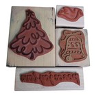 Stampin Up Christmas Stamp Set Vintage Peace Dove Tree Bell Wood 1995 Set Of 4
