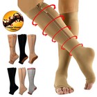 Compression Socks Men Women Best Varicose Veins Travel Flight Knee High Open Toe