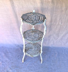 Vintage Victorian Ornate 3 Tier Cast Iron Plant Stand White   26    High