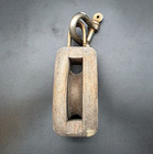Antique Pulley Single Wooden Block   Tackle Farm Nautical Industrial