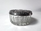 Vintage Silver Plated And Glass Vanity Powder Jar