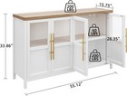 55  Large Buffet Cabinet Modern Accent Storage Cabinet Table With Glass Doors Us