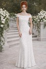 Adrianna Papell Ivory Gown Beaded Off Shoulder Wedding Luxe Gala Train Sz 2