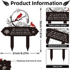 Cardinal Memorial Cemetery Grave Markers Metal Remembrance Plaque Garden Stake