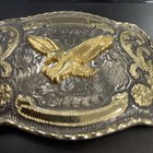 Eagle Gold silver Rodeo Belt Buckle  cowboy Western America War Winged Eagle
