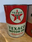 Lot Of 2 Vintage 1940s Texaco Motor Oil Empty Quart Tin Can  946 Litres  5