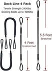 4 Pack Marine Bungee Dock Line Boat Mooring Rope Anchor Cord Stretch Line Us