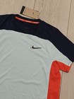 Nike Court Dri-fit Adv Slam Men s Tennis Shirt Blue Orange Size M - New