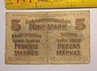 1918 Lithuania  German Occupation 5 Mark Wwi Note  kowno 
