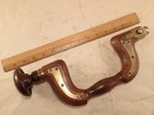 Atqe English Sheffield-type Brass Plated Beech Auger Bit Hand Brace With 10 Bits
