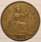 1946 Great Britain Penny Wood Grain Toning Tone Error Coin England World Foreign