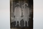 Antique 4x5 Inch Plate Glass Negative Of Two Young Boys Posing Outside E12