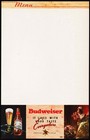 Vintage Menu Budweiser Beer Anheuser Busch Woman And Bottle Pictured N-mint 