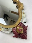 Mid Century French Hand Painted Hand Carved Floral Mirror