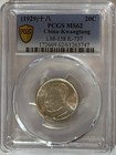   1929 China Kwangtung 20 Cent Pcgs Ms62  silver Coin