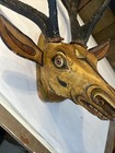 Antique Pacific Northwest Primitive Carved Stag Mount Hand Painted Folk Art Rare