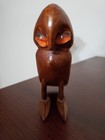 Vintage 1970s Folk Art Hand Carved Wood Parrot Marble Eyes Plz Read