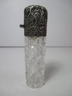 Antique Victorian Cut Glass Perfume Bottle With Sterling Silver Repousse Lid