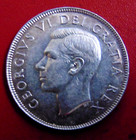 1952 Half Dollar Canada Fifty 50 Cents Silver Coin Nice  King George Vi In Au