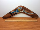 Vintage Wooden Boomerang Hand Dot Painted Kangaroo Signed By Artist