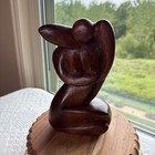 Vtg Wooden Hand Carved Sculpture Man   Woman Unity Decor 8 5 Inches Tall