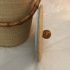 Vintage 1960s Mid-century Modern Grasscloth   Bamboo Ice Bucket W tongs