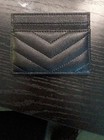 Saint Laurent Black Leather Chevron Card Holder Business   Credit Card Case