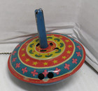 Vintage Litho Tin Toy Red Yellow Blue Spinning Top 2  Vintage Novelty Toy T1