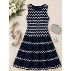 Betsy   Adam Navy Chevron Fit   Flare Dress Sz 6   Sleeveless Cocktail Wedding