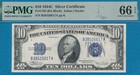  10  1934-c  Silver Certificate Blue Seal Pmg Gem 66epq
