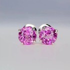 4ct Round Cut Lab-created Pink Sapphire Stud Earrings 14k White Gold Plated