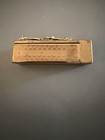 Vintage Ornate Pearl rhinestone Mirror And Lipstick Holder Etched Gold Tone
