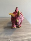 Vtg Applause Triceratops Pink Dinosaur Stuffed Animal Plush Toy 1992