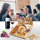 Bamboo Cheese Board Set Including 4 Stainless Cutlery Set  Charcuterie Board