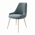 Modern Scandinavian Side Chair Set Of 2  Light Blue Boucle  Metal Legs