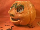Vintage Halloween Pulp Paper Mache Jol Lantern Bucket Pail Insert Org Handle Boo